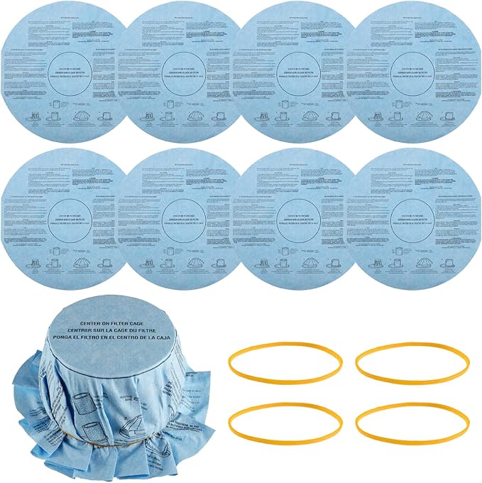Reusable Wet Dry Vac Filter VF2002 Dry Disc Vacuum Filters for Most 5 Gallon and Larger Shop Vac Branded Wet/Dry Vacuum Cleaners(pack of 8pcs Disc Filters 4pcs Retaining Bands) - AquaVibe