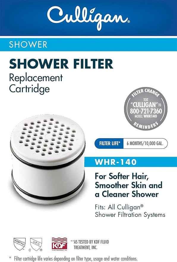 Culligan® Official Shower Filter Replacement WHR-140 Cartridge for Culligan Water Shower Filter Systems WHR-140,WSH-C125,ISH-100,HSH-C135,(Pack of 6)