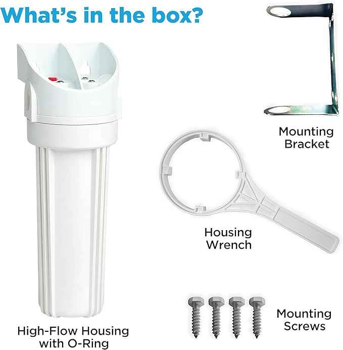 EcoPure EPW2 Whole Home Water Filtration System – Municipal & Well Water – Reduces Sediment, Rust, Dirt & Chlorine Taste & Odor – Includes Mounting Bracket, Pressure Release Button & Sump Wrench