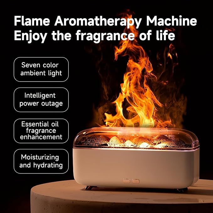 Colorful Flame Essential Oil Diffuser, Mist Humidifier, Aroma Diffuser with Timing Auto-Off 300ml (White)