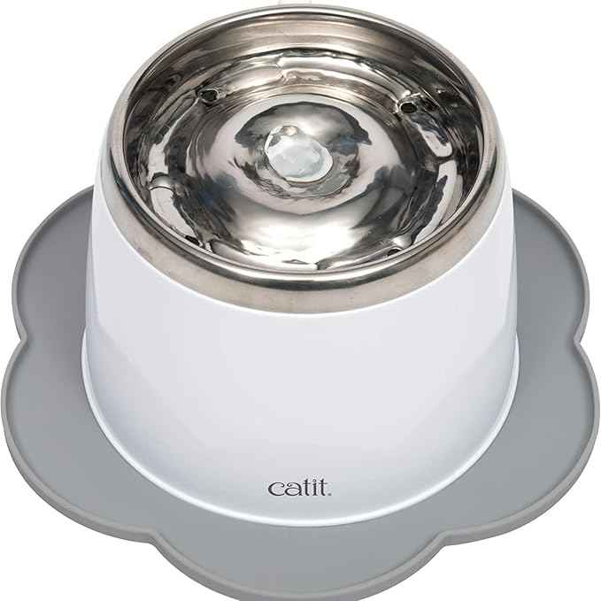 Catit Flower Shape Cat Placemat, Gray, diameter 11.8in