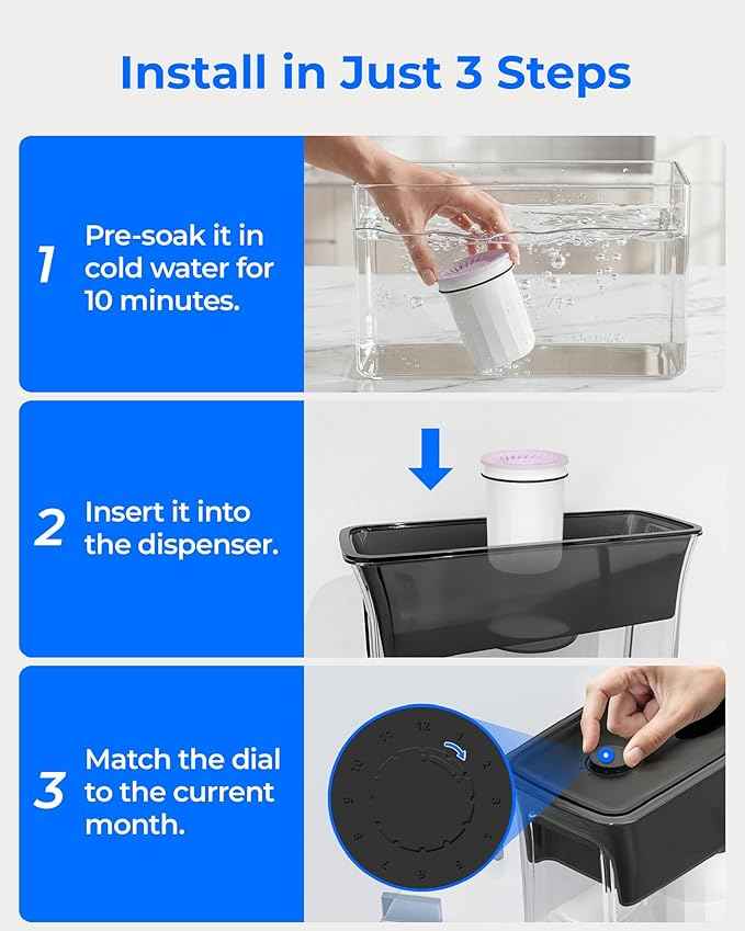 Waterdrop TDS Reduction Replacement Filter for WD-WFD-03L Dispenser Filtration System, Reduces TDS, Chlorine, PFOA/PFOS and More, 2 months, WD-PF-03B (4 Packs)