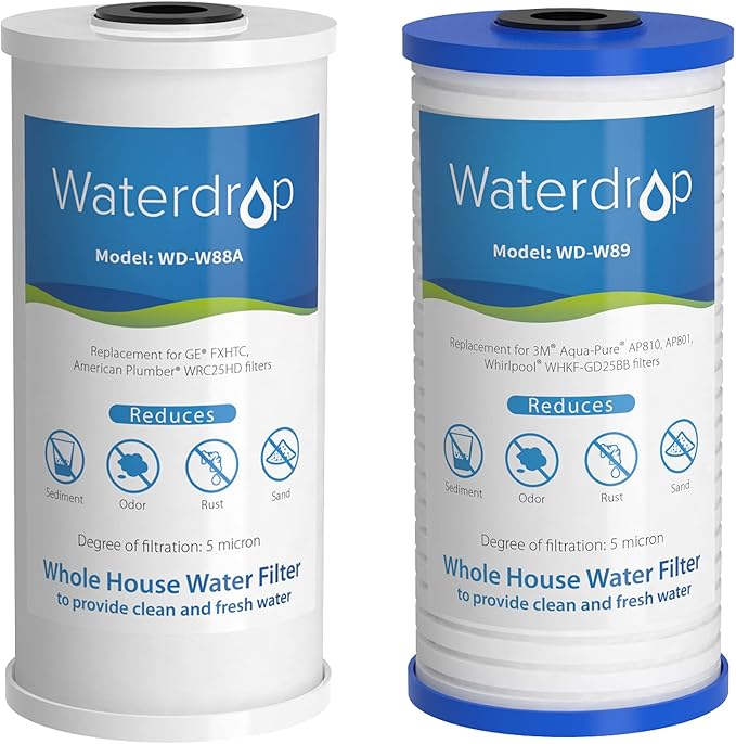 Waterdrop FXHTC AP810 10" x 4.5" Whole House Water Filter, Replacement for GE® FXHTC, 3M® Aqua-Pure AP810, Culligan® RFC-BBSA, W50PEHD, GXWH40L, GXWH35F, DuPont WFHD13001, Pentek® R50-BB - AquaVibe