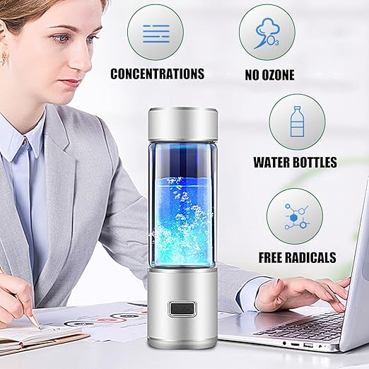 Portable Hydrogen Water Bottle Generator,Improve Water Quality Glass Hydrogen Water Ionizer Machine,Ion Bottles Hydrogen Water Ionizer,Black