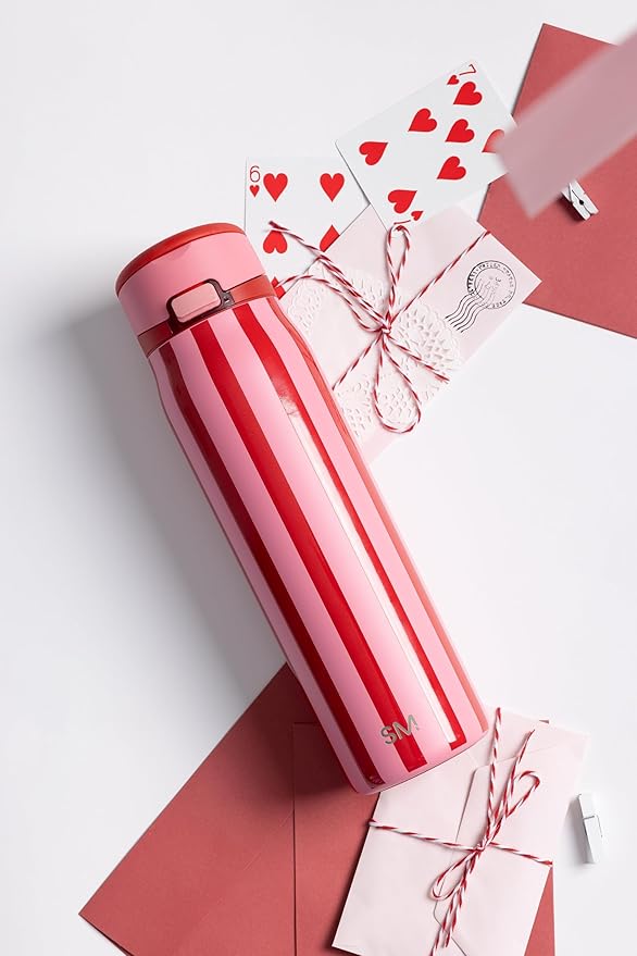 Simple Modern Valentine's Day Mesa Loop Water Bottle with Covered Straw and Handle | 30oz Cup Holder Friendly Insulated Stainless Steel Bottles for Travel, Sports and School | Lovers Lane