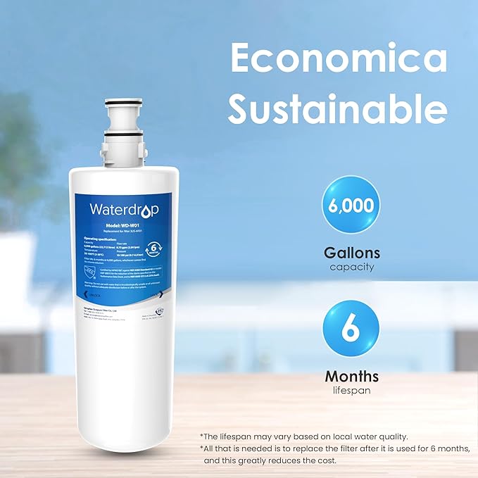 Waterdrop 3US-AF01 Under Sink Water Filter, Replacement for Standard Filtrete® 3US-AF01, 3US-AS01, Aqua-Pure AP Easy C-CS-FF, WHCF-SRC, WHCF-SUFC, WHCF-SUF, NSF/ANSI 42 Certified, Pack of 3