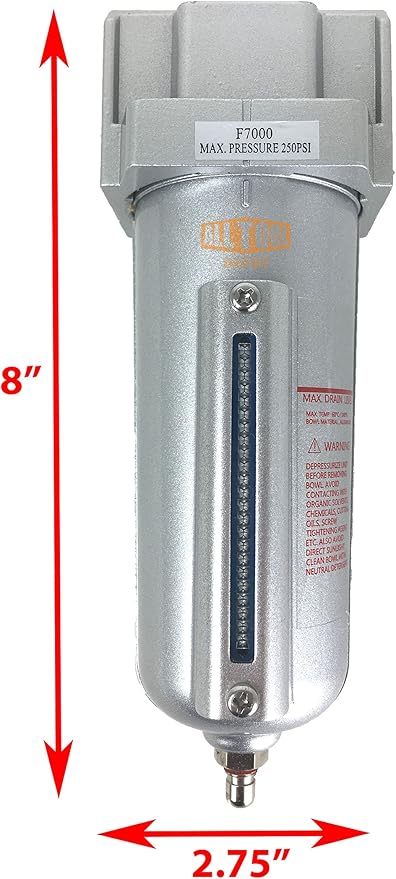 3/4" NPT HEAVY DUTY Industrial Grade Particulate Filter/Water Trap For Air Compressor Compressed Air Lines, 5u With Metal Bowl (MANUAL DRAIN) - AquaVibe