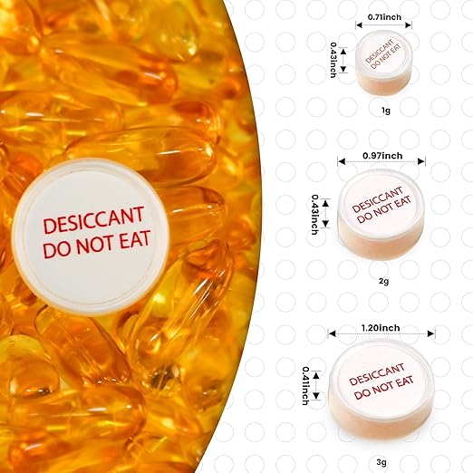 2 Gram 110 Pack Desiccant Packs Food Grade, Silica Gel Capsule with Indicating Silica Gel Beads (Orange to White), Moisture Absorber Packets Silica Gel Packets