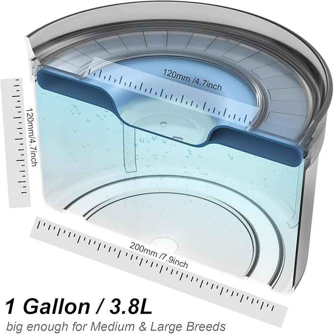 1Gallon No Spill Dog Water Bowl-3.8L Large Capacity, BPA-Free, Anti-Splash & Anti-Digging Design with Non-Slip Base, for Messy Drinkers