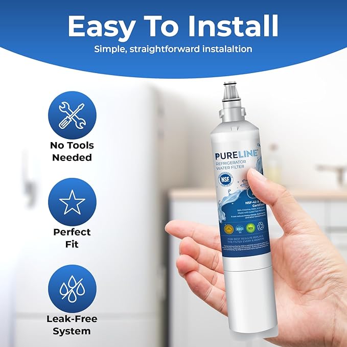PureLine Replacement for LG lt600p refrigerator water filter, Compatible with Kenmore 9990, LG LT600P, KENMORECLEAR 46-9990, WFC2001, 5231JA2006A-S, Refrigerator Water Filter