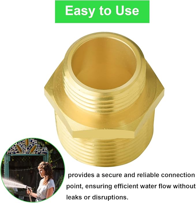 4 PCS 3/4" GHT Male x 1" NPT Male Garden Hose Adapters, Brass Garden Hose Repair Fittings, Water Hose Connector