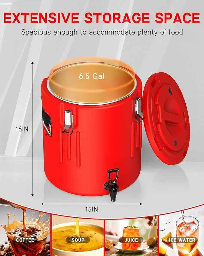 Large Insulated Beverage Dispenser 5 Gallon - Ice and Hot Drink Dispenser with 304 Stainless Steel Interior and Spout, Portable Hot Water Dispenser, Outdoors Cooler Jug for Camping Party Sports