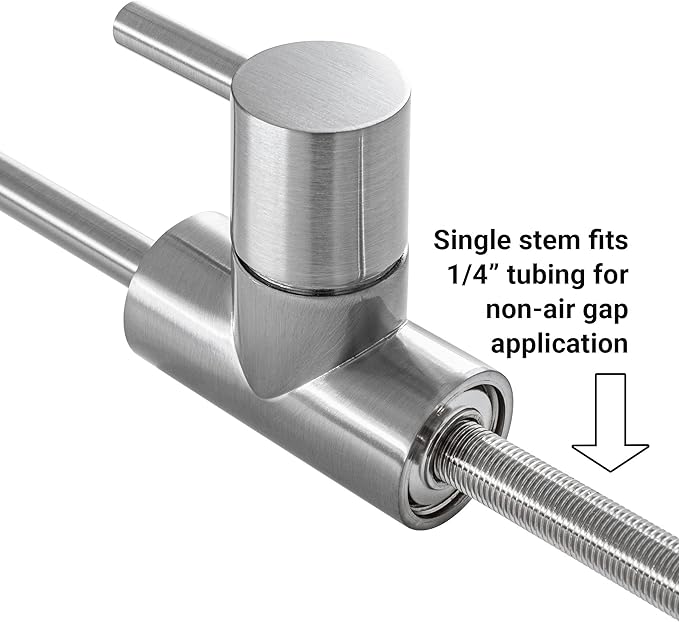 Non Air Gap RO Drinking Water Filtration System Water Dispenser Spout (Brushed Nickel) Euro Style with Drinking Water Faucet Wrench. NSF Certified.