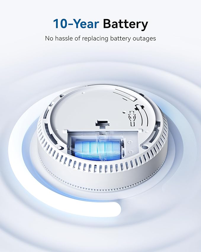 SITERWELL Smoke Detector Carbon Monoxide Detector Combo 10 Year Battery, Meets UL217-9th Standards, Reduced Nuisance Alarms, Smoke and Carbon Monoxide Detector with Bilingual Voice Alerts, 1 Pack