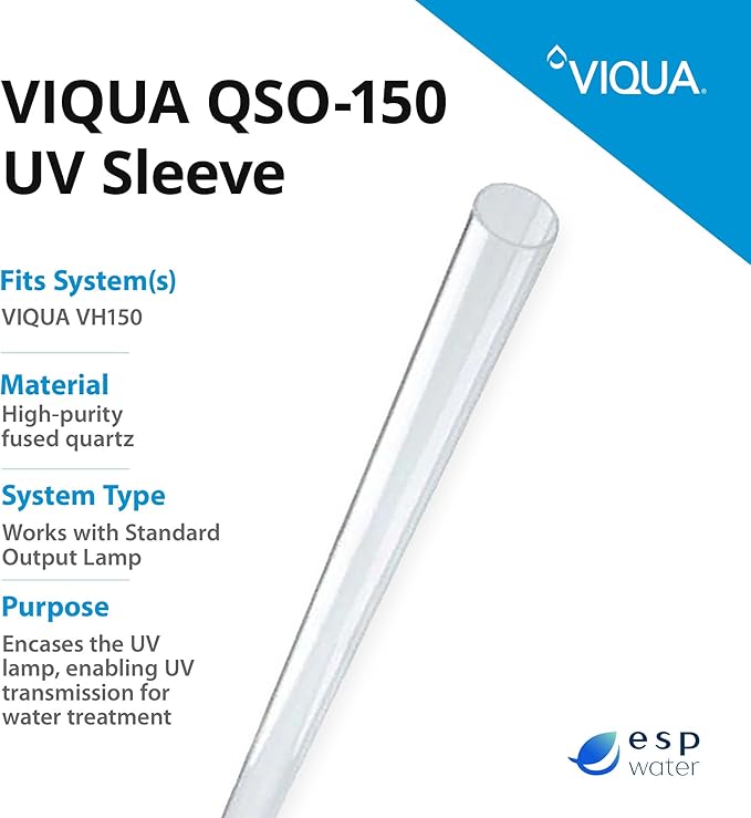 Viqua QSO-150 UV Quartz Sleeve Replacement for VH150 System Genuine OEM Part Durable Protective Sleeve for Reliable Ultraviolet Water Treatment Performance