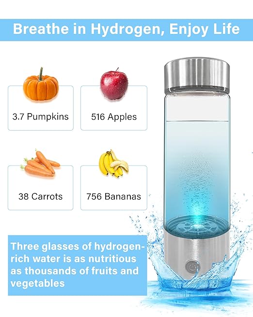 Hydrogen Water Bottle, Hydrogen Water Bottle Generator, Hydrohealth Hydrogen Water Machine Improve Water for Home, Office, Travel, Daily Drinking