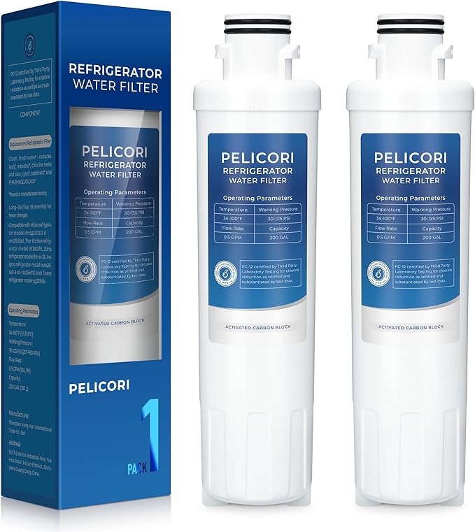 MIWF6200 Water Filter, Compatible with Midea MRS26D5AST, MF-2008-R2, Sharp SJWF200, SJG2254FS, Thor Kitchen WF200, Zline MIWFT2100, RFM-W-36, Insignia NS-WF26SS0-1 Models (2 Pack) - AquaVibe