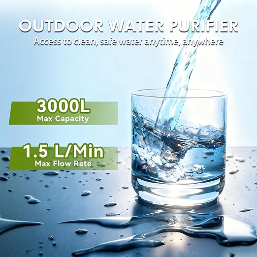 Water Purifier Survival Filtration System for Survival – 3-Stage Portable Water Filter System, High-Volume for Camping, Emergency Preparedness – Grade Survival Water Purification for Group Survival