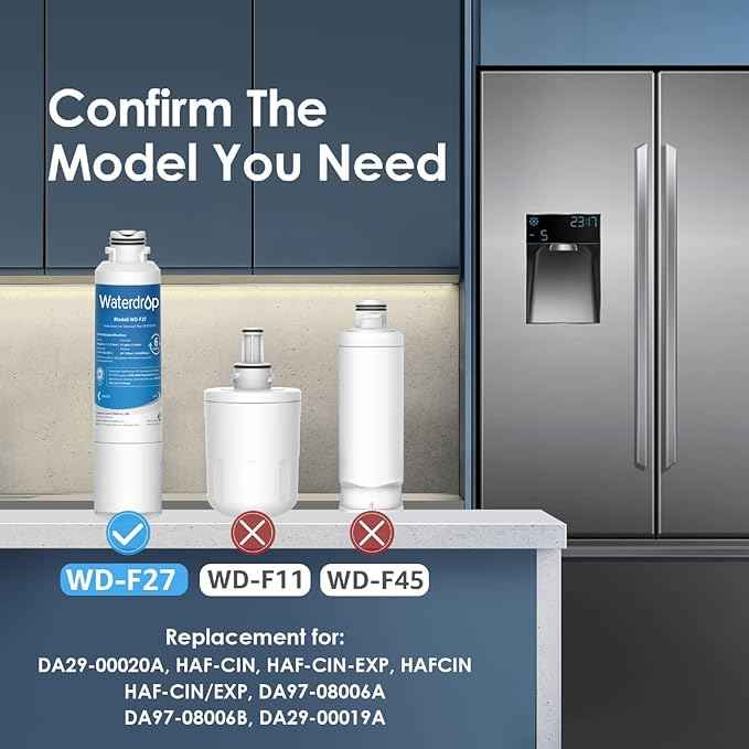 Waterdrop DA29-00020B Replacement for Samsung® Water Filter HAF-CIN/EXP, DA29-00020B, HAF-CIN, DA29-00020B-1, RF28HMEDBSR, RF263BEAESR, RS25J500DSR, RF263TEAESG, HDX FMS-2, DA97-08006A-1, 4 Filters