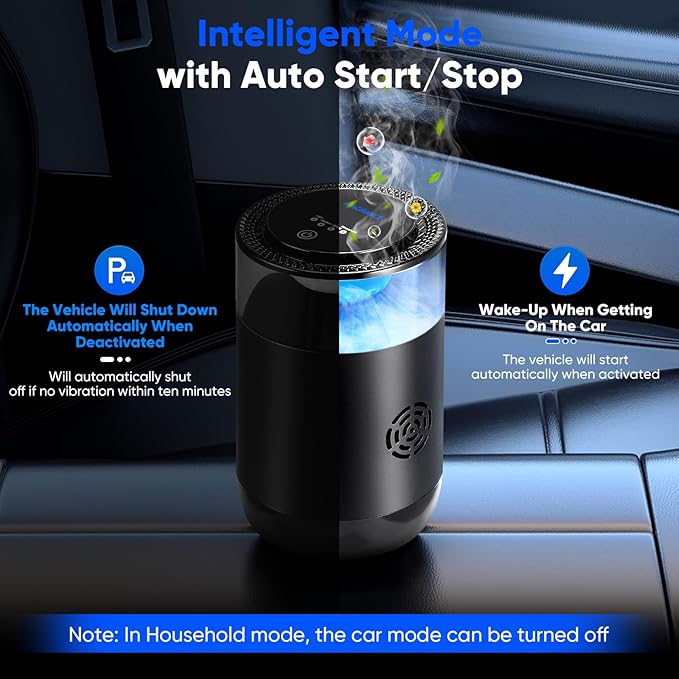 Smart Car Air Freshener Car Air Diffuser with Beautiful Cloud Mist Effect, Auto On/Off, 2 x Perfumes Refills (Osmanthus & Oceann), 900mAh Battery, 4 Modes, Ambiance Light Car Fragrance Diffuser