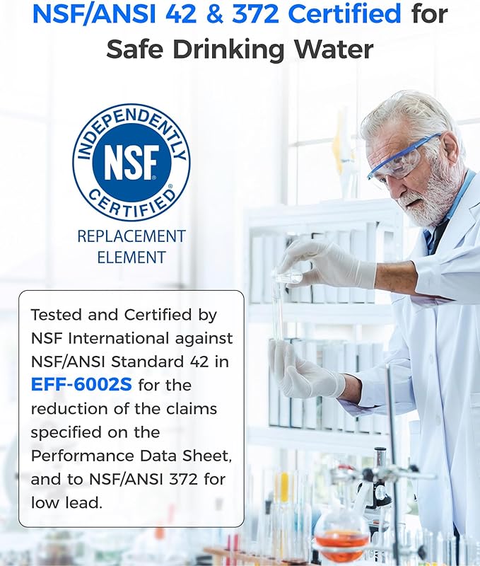 Waterdrop 4396508 Refrigerator Water Filter, Replacement for EveryDrop® Filter 5, EDR5RXD1 Whirlpool® 4396508, 4396510, 4392857, Kenmore® 46-9010, NLC240V, 1 Pack