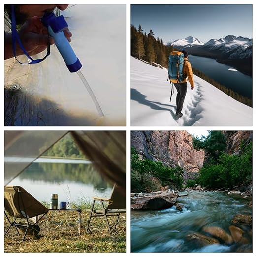 Ultimate Outdoor Water Filter Straw - Portable Emergency Survival Gear for Camping, Hunting, Hiking, Travel and Water Purification Preparedness Personal Filtration Gear (3)
