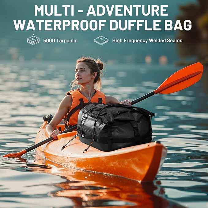 MIER Waterproof Duffel Bag Motorcycle Dry Bag Backpack Large Roll-Top Heavy Duty Dry Duffle Bags for Kayaking Camping Boating Gym Beach Cruise Ship, 60L/80L