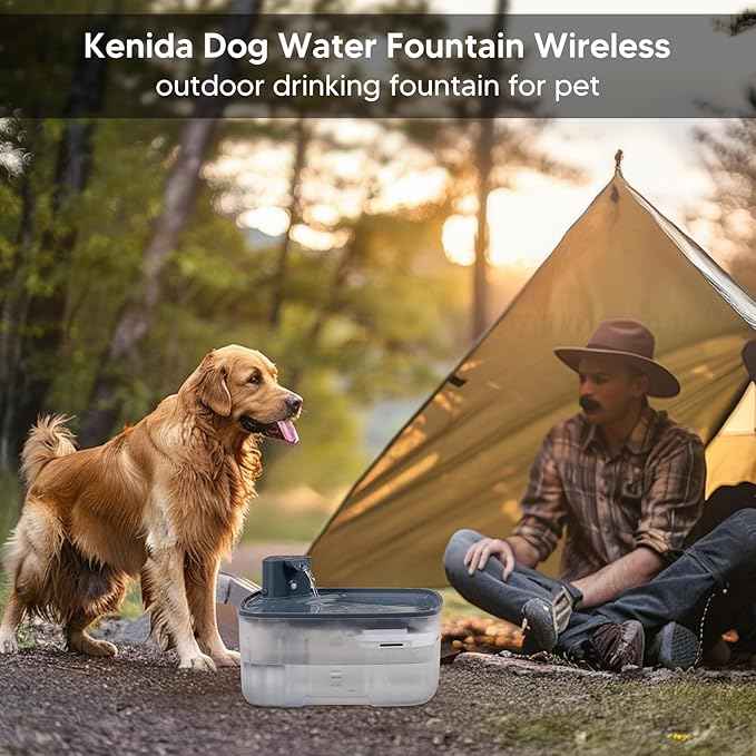 Dog Water Fountain Wireless,2.1GAL/8L Large Dog Water Fountain Battery Operated, Dog Fountain Water Bowl with Sensor,Wireless Smart Pump,Timer,BPA-Free,Ideal for Large Dogs,Multi-Pet Home