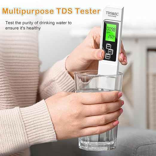 4 in 1 TDS Meter Digital Water Tester, Water Distiller, Water Tester for Drinking Water, PPM Meter with TDS/EC/Temp(°C,°F) Function, for Home, Aquarium, Restaurant, Hand Held