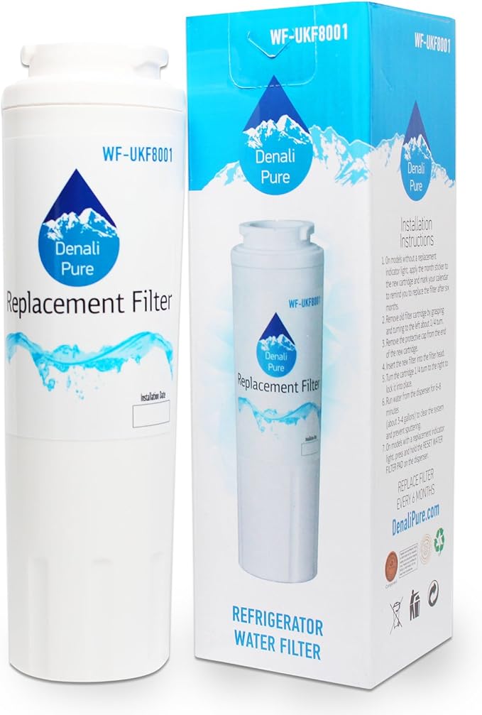 Denali Pure UKF8001 Replacement Refrigerator Water Filter, Compatible with Maytag UKF8001, UKF8001AXX, UKF8001P, 4396395, 469006, EveryDrop Filter 4, Puriclean II - NSF 42 Certified
