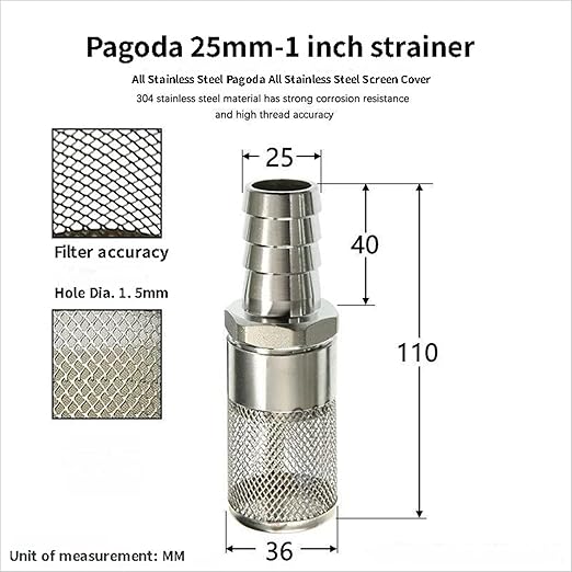 304 Stainless Steel Water Pump Filter Hose End Strainer Barbed Inline Mesh Screen, Assorted Sizes for Pressure Washer Garden RV Prevents Debris Clogging,1pcs(25mm 1 Inch)