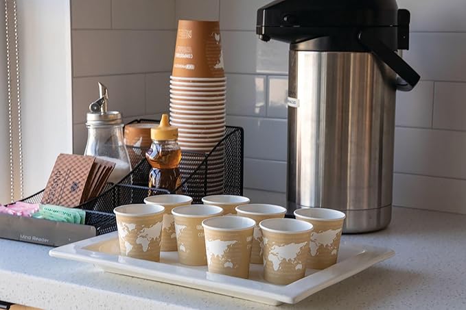 ECO PRODUCTS Compostable Disposable World Art 4oz Espresso Coffee Cups, Case of 1000, Renewable Hot Paper Cup, Plant Based PLA Lining, Color Coded
