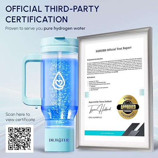 Hydrogen Water Bottle 32 Oz – Portable BPA Free Generator Tumbler with SPE/PEM Technology | Large Hydrogen Flask for Daily Hydration & Energy | H2 Infused Drinking Bottle Green by Dr Water