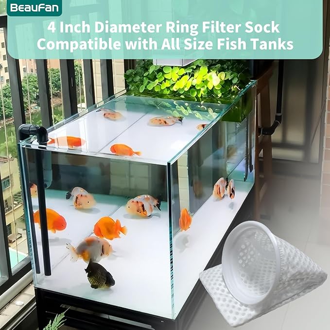 20 Pack 4 Inch 150 Micron Honeycomb Filter Socks for Fish Tank, Aquarium Filter Sock 3D Honeycomb Design Filter Sock, Compatible with Waterbox Marine X 60.2, 90.3, and 110.4.