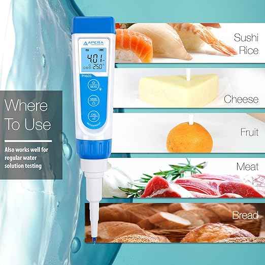 Apera Instruments Premium-Series PH60S Food pH Pocket Tester Kit, Swiss Spear pH Electrode, ±0.01 pH Accuracy, -2.00-16.00 pH Range (AI313)