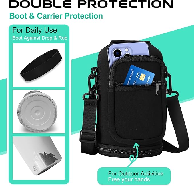 64OZ Insulated Water-Bottles with Straw - Spout Lid, Stainless Steel Metal Water Jug Keep Cold 48h/Hot 24h, Half Gallon Water Bottle w/Paracord Handle & Carry Sleeve Strap for Hiking Camping Sport