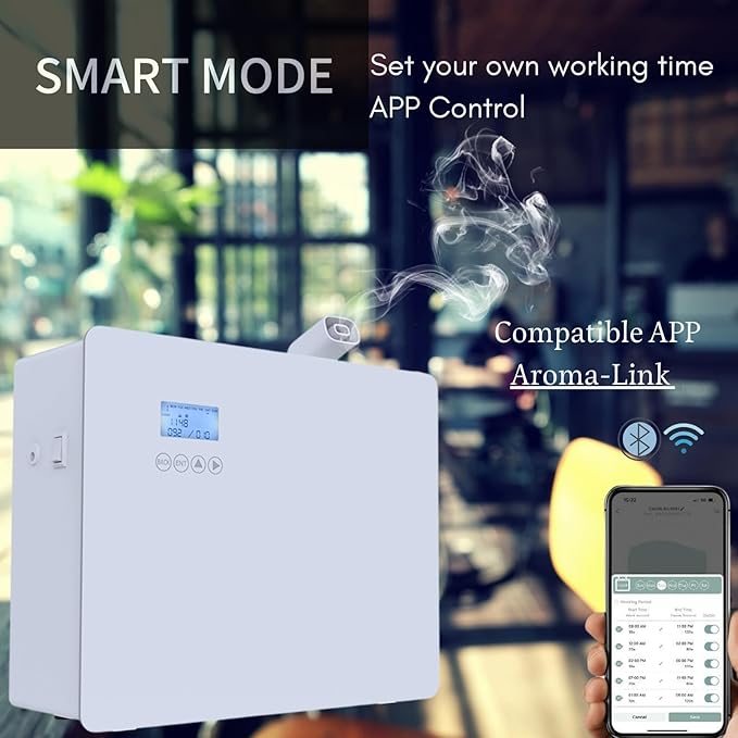 Upgraded Scent Air Machine for Large Room, Smart Waterless Essential Oil Diffuser 1000ml with Cold Air Technolony, HVAC Scent Diffuser Cover Up to 8000 Sq.ft for Commercial Space- Metal