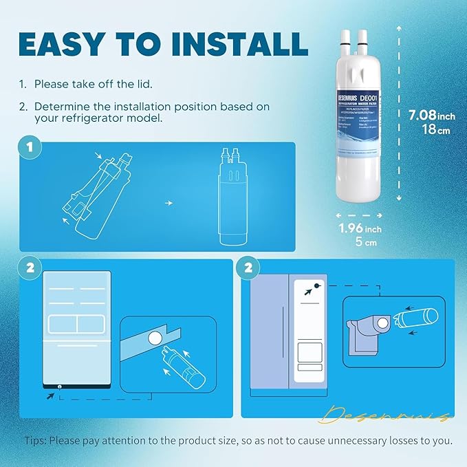 W10295370A Water Filter Replacement Compatible with W10295370, EDR1RXD1, Filter 1, WHR1RXD1, KAD1RXD1, P8RFWB2L, P8WB2L, P4RFWB, P5WB2L, Pack of 4,By DESENRUIS