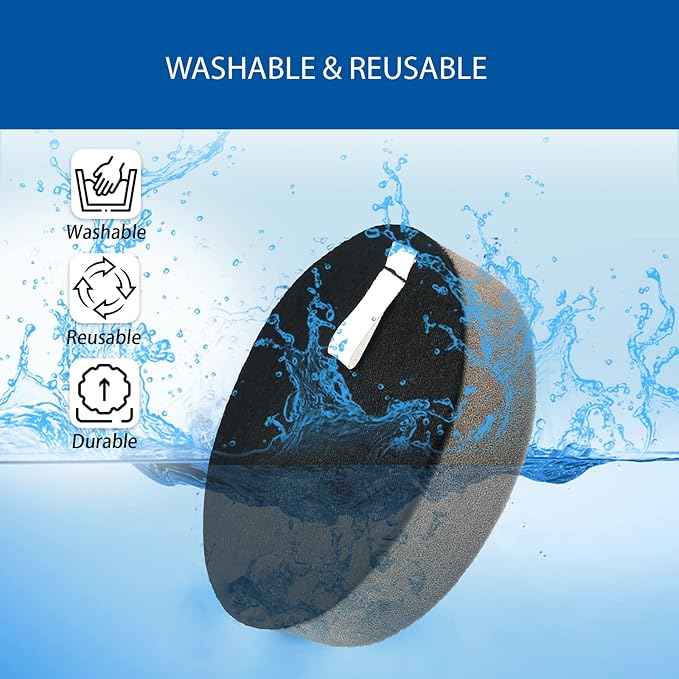 6 Pack Filter Replacement Compatible with Bissell 3070, 3080 PowerGlide Pet Slim Corded Cordless Stick Vacuum Cleaner, Washable and Reusable, Compare to Part: 1623102 - AquaVibe