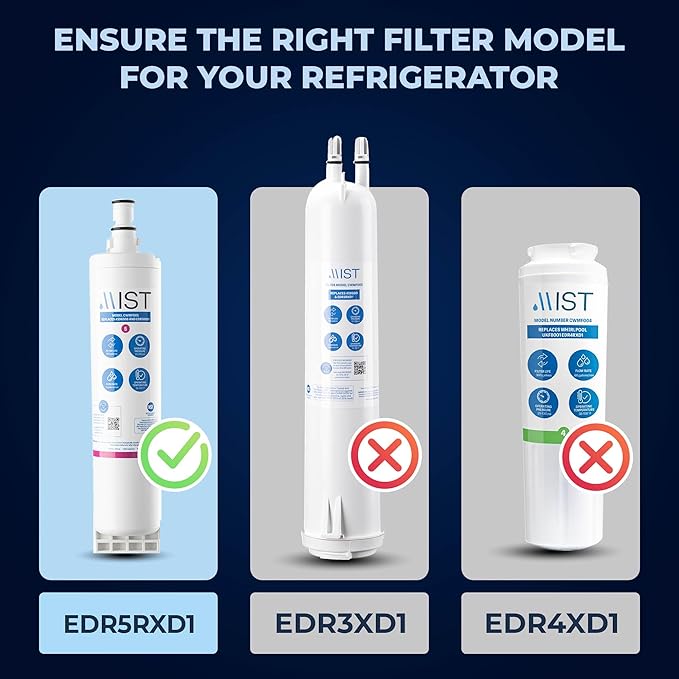 Mist EDR5RXD1 Refrigerator Water Filter Replacement for EveryDrop Filter 5, Whirlpool 4396508, 4396510, WF-NL240, Kenmore 46-9010 – NSF 42 Certified – 2 Pack