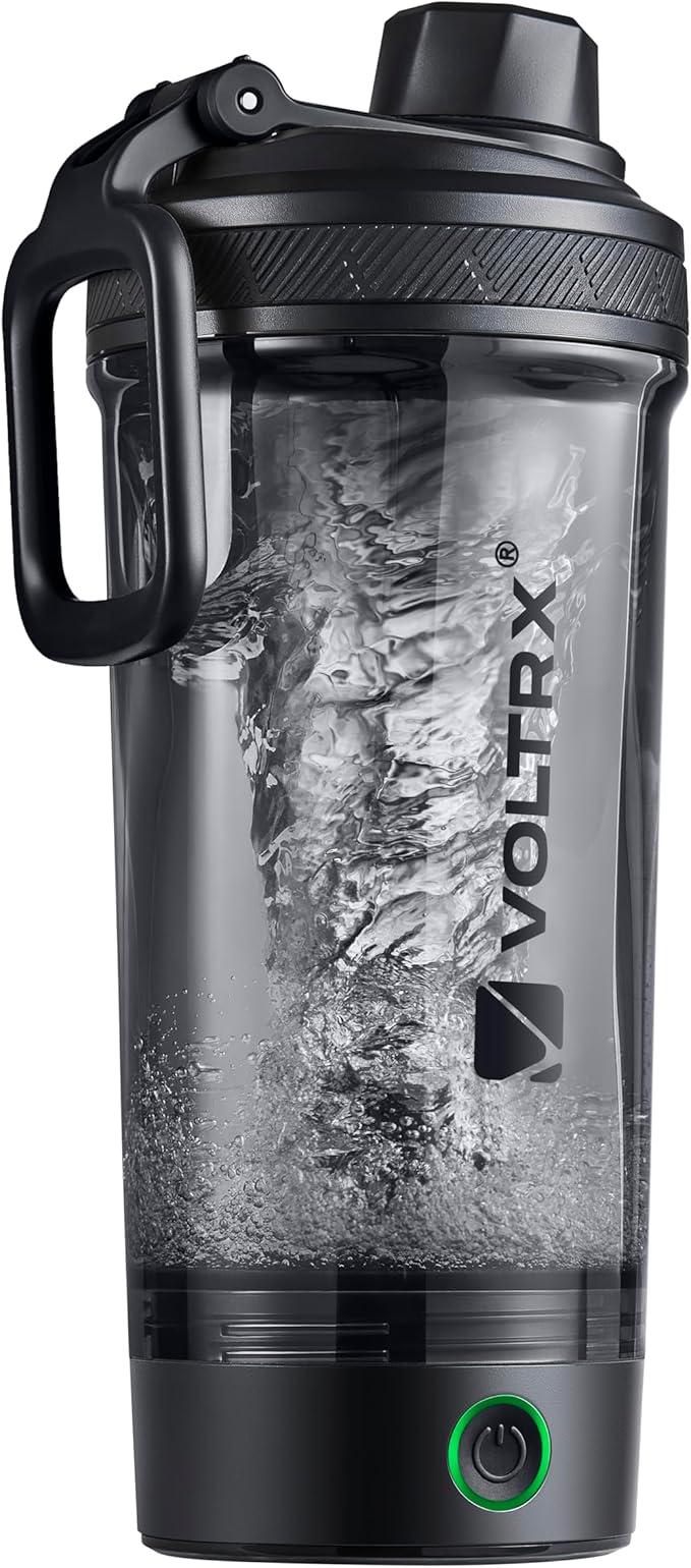 VOLTRX Shaker Bottle, Gallium USB C Rechargeable Electric Protein Shake Mixer, Shaker Cups for Protein Shakes and Meal Replacement Shakes, BPA Free, Made with Tritan, Obsidian Black, 24oz