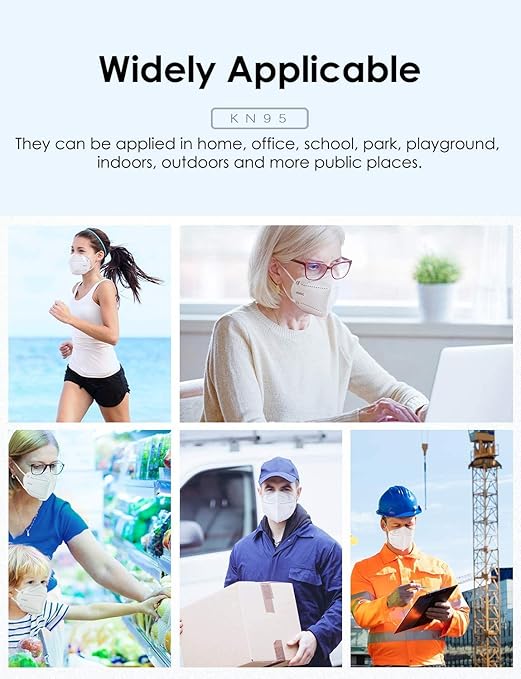 HUHETA KN95 Face Masks, 30 Packs Individually Wrapped, 5-Ply Breathable & Comfortable Safety Mask, Filter Efficiency=95%, Protective Cup Dust Masks Against PM2.5 (White Mask) - AquaVibe