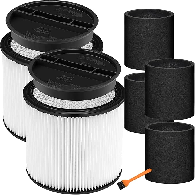 True HEPA Cartridge Filter Replacement - Compatible with Shop Vac 90304, 90350, 90333, 903-04-00, 9030400, 90585 - Compare to Shop Vac Filter Type-U (2 Filter + 2 Foam Filter) - AquaVibe