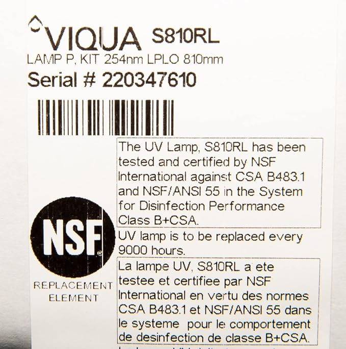 Viqua S810RL Replacement UV Lamp for S8Q-PA and SSM-37 Ultraviolet Water Treatment Systems