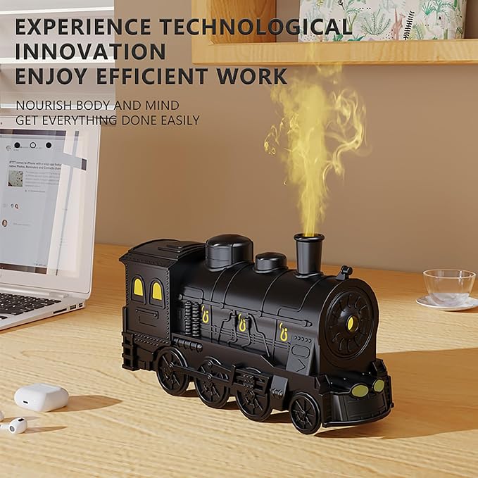 Train Essential Oil Diffuser, 300ml Train Humidifier with Remote Control for Large Room, Aromatherapy Diffuser Cool Mist Humidifier with 7 Light, 2 Mist Mode & Auto Shut-Off for Home Office Bedroom