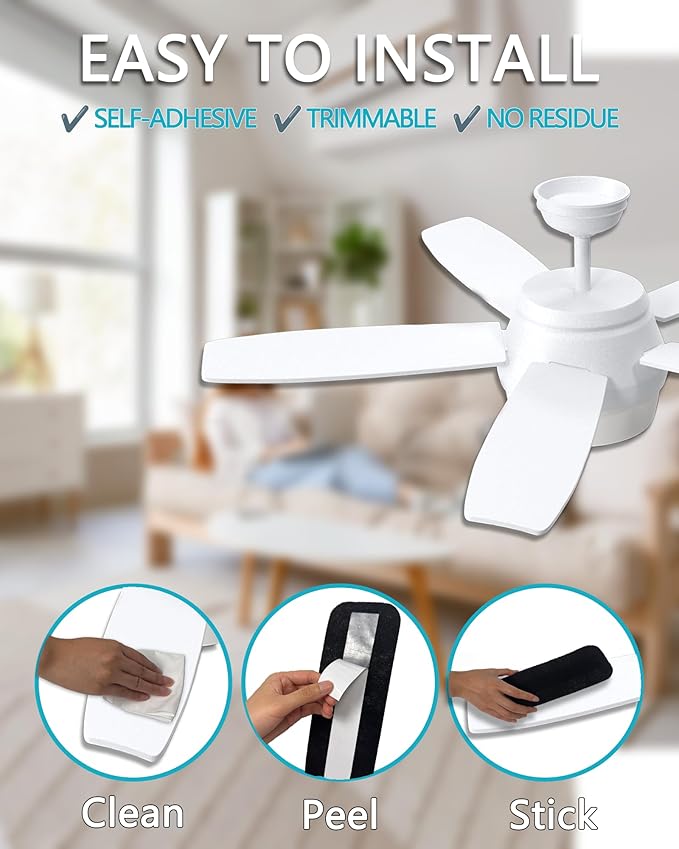 JUIN 10 Packs Ceiling Fan Filters: Universal Fan Filters for Ceiling Fan Blades Strong Adhesive Ceiling Fan Filters for Blades Ceiling Fan Air Filters for Home Office Common Household Contaminants