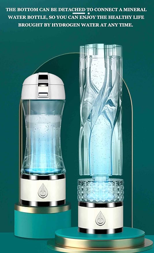 260ML Hydrogen Rich Water Bottle Generator, Concentration Up to 1600PPB, Portable Hydrogen Water Maker Machine, SPE/PEM Dual Chamber Electrolysis Module