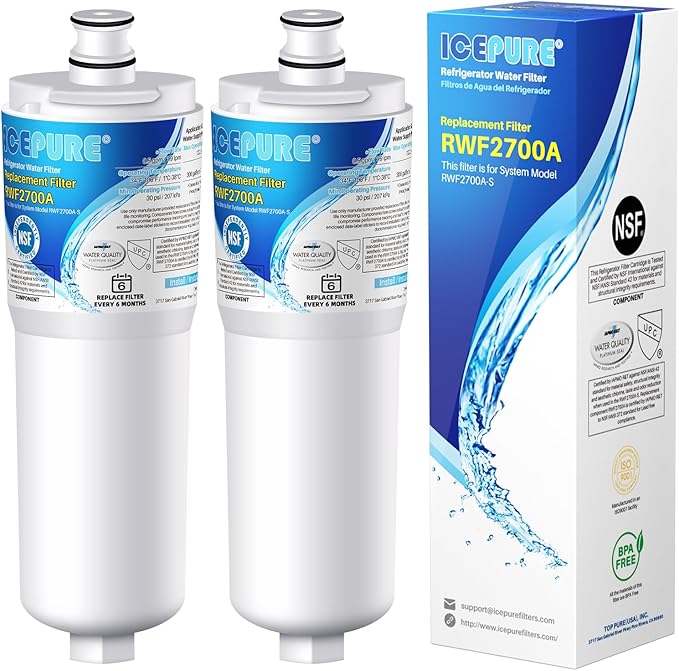 ICEPURE CS-52 Refrigerator Water Filter, Compatible with Bosch 640565, Whirlpool WHKF-R-PLUS, EVOLFLTR10, Cuno CS-52, CS-51, CS-450, CS-451, CS-452, 5553629, 55866-05, 55866-06, 5586606, Pack of 2