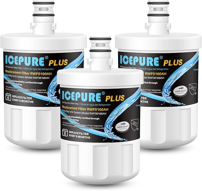 ICEPURE PLUS NSF53&42 Premium 5231JA2002A Refrigerator Water Filter Replacement for LG LT500P, ADQ72910911, ADQ72910901 ADQ72910907, GEN11042FR-08, Kenmore 9890, 469890, LFX25973D, LFX25974ST 3PACK