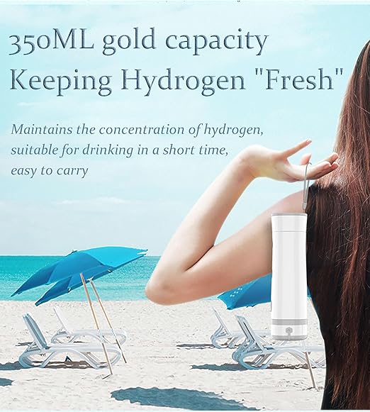 Portable Hydrogen Water Bottle Generator, 350ml USB Charge Hydrogen Water Maker, Rich Water Ionizer Machine for Fitness, Daily Drinking (White)
